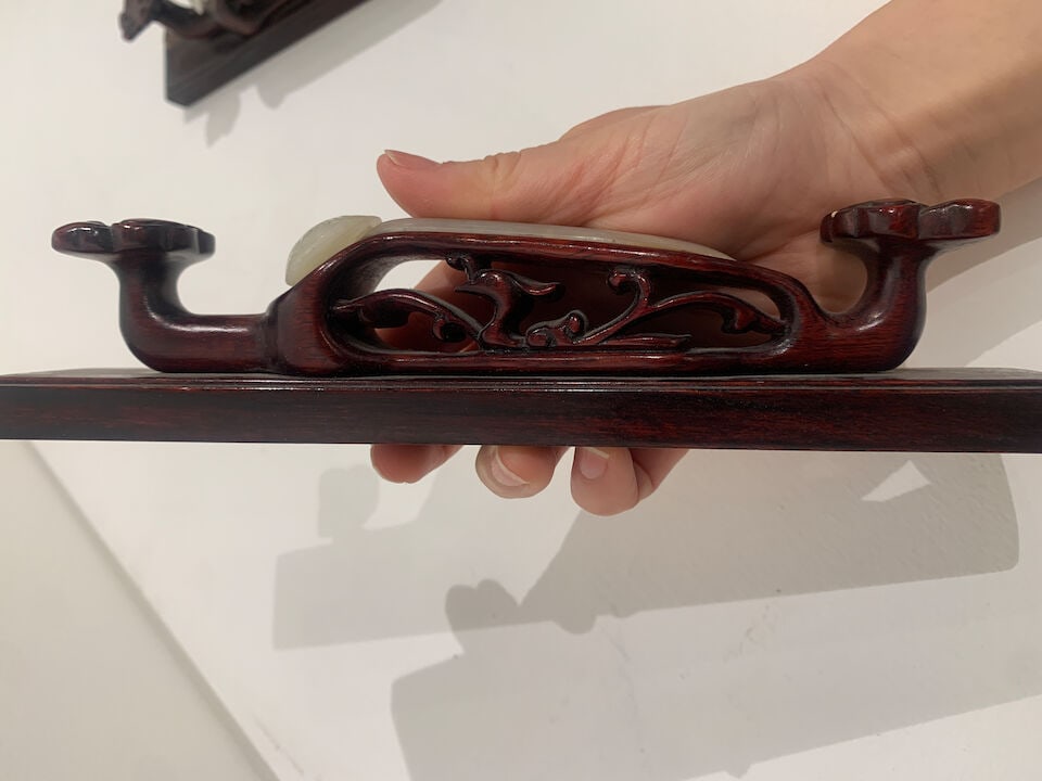 A PAIR OF ROSEWOOD PAPERWEIGHTS WITH WHITE JADE RUYI INSETS Qing Dynasty (2) - 2