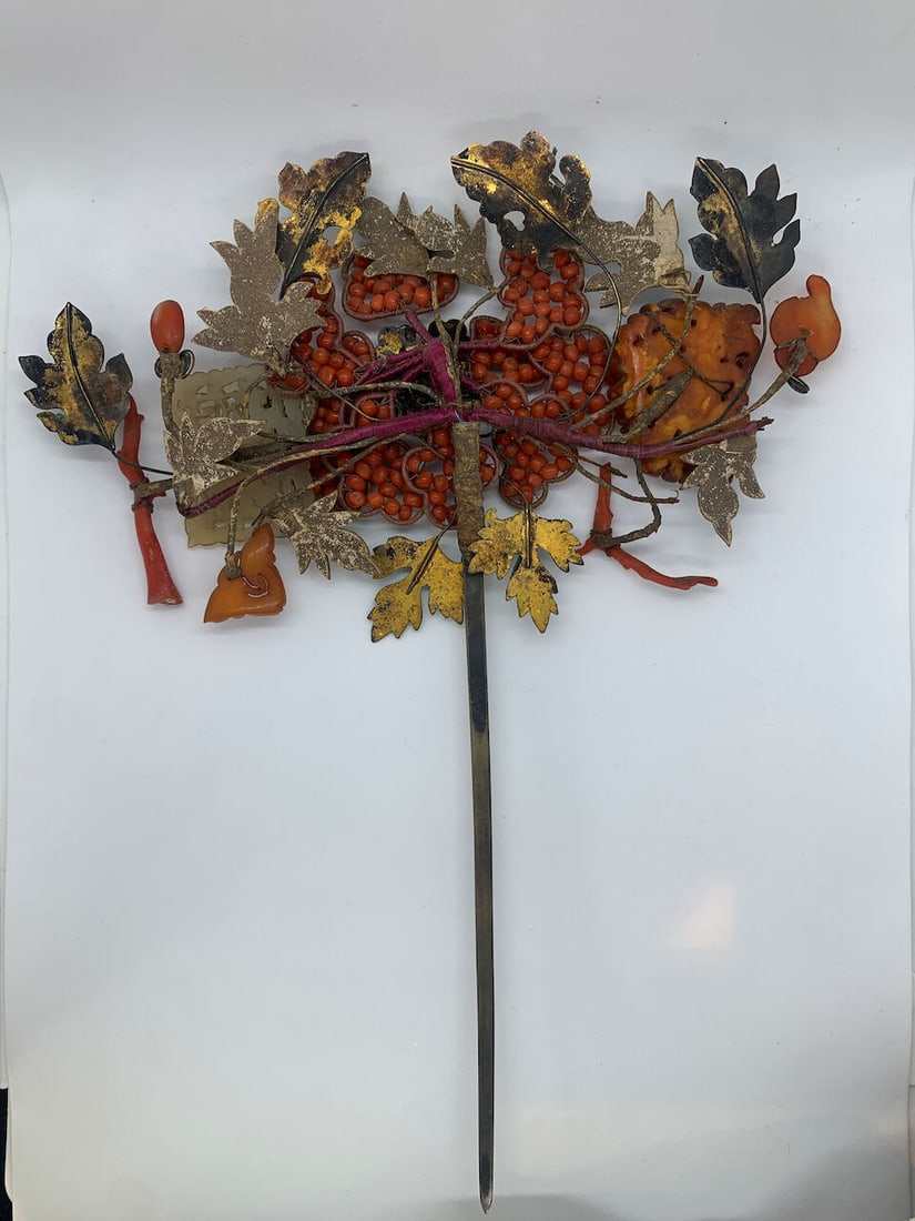 A KINGFISHER HAIR ORNAMENT 19th century - 2