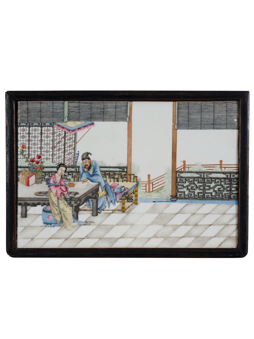 THREE PAINTED CERAMIC PLAQUES One bearing signature of Wang Yeting (1884-1942) and dated bingzi ... - 2