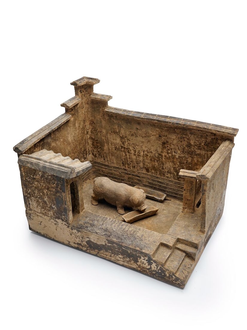 A MODEL OF A PIGSTY Han dynasty (4): A MODEL OF A PIGSTY Han dynasty 32.0cm H x 43.0cm W x 31.0cm D approx. (4). Footnotes: Provenance: Private collection, Sydney, acquired in Hong Kong circa 2000 Larry Lucas, Sydney Private collection,