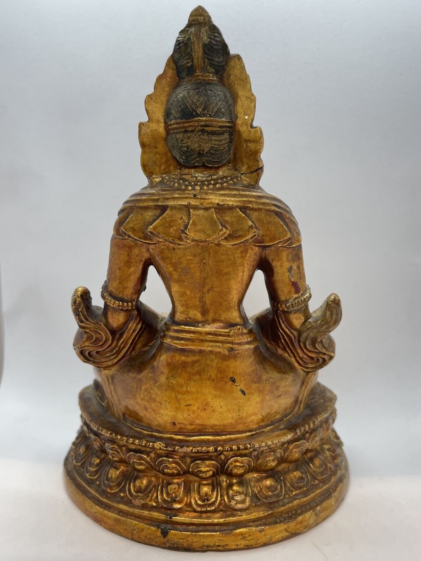 A STUCCO FIGURE OF AMITAYUS Qianlong period - 3