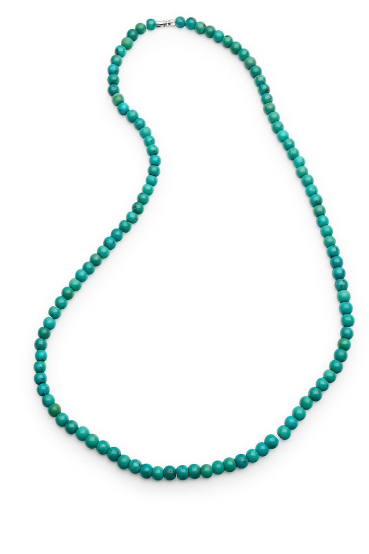 A BLUE TURQUOISE 108-BEADED BUDDHIST NECKLACE Tibet, 19th/20th century (1 of 1)