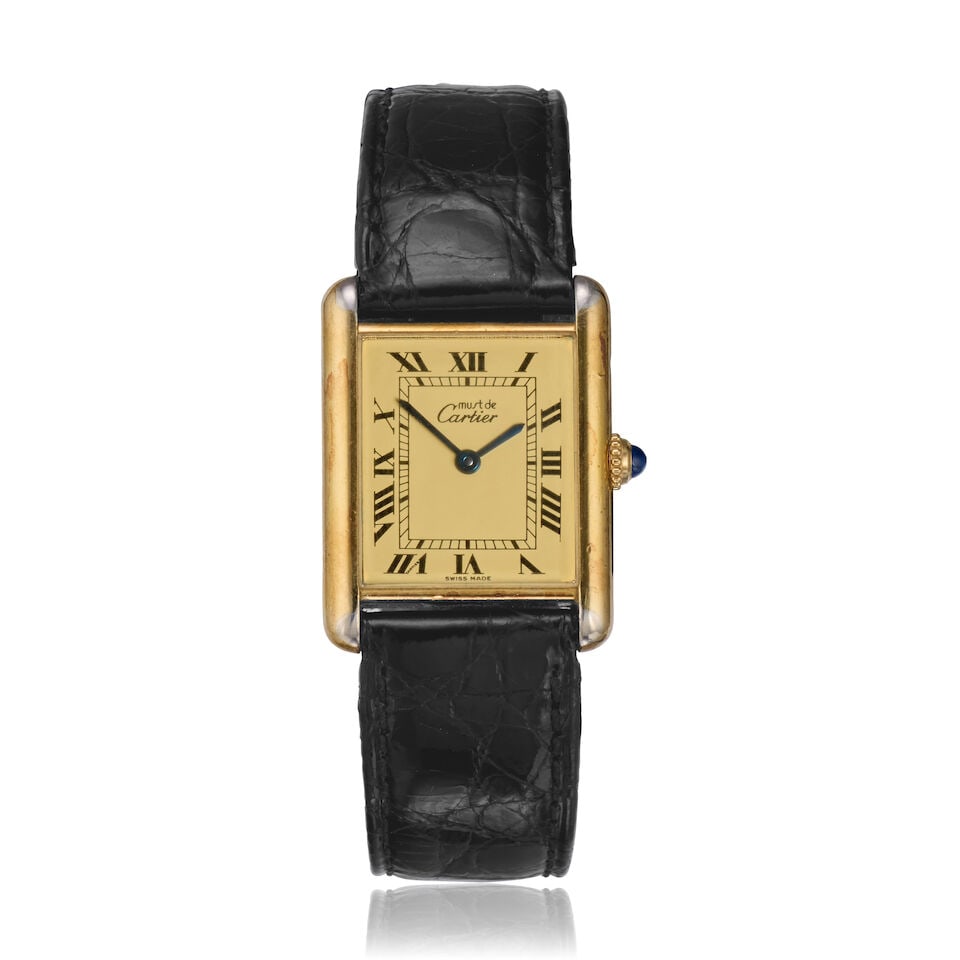 Cartier. A silver gold plated quartz wristwatch Tank, Must de, Ref: 6 81006, Circa 1990 (1 of 3)