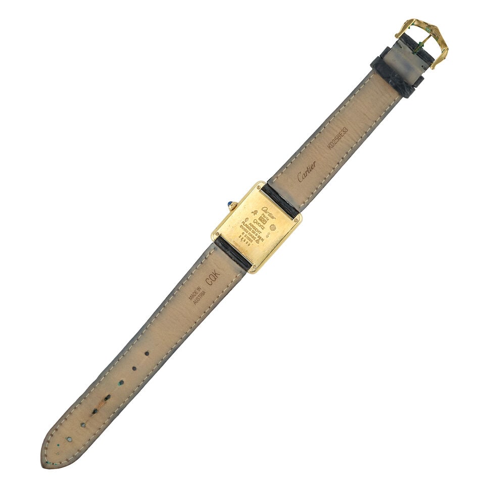 Cartier. A silver gold plated quartz wristwatch Tank, Must de, Ref: 6 81006, Circa 1990 - 3