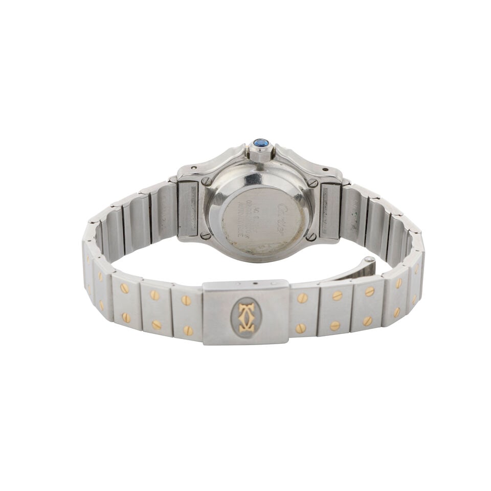 Cartier. A lady's stainless steel and gold automatic bracelet watch Santos, Circa 1990 - 3