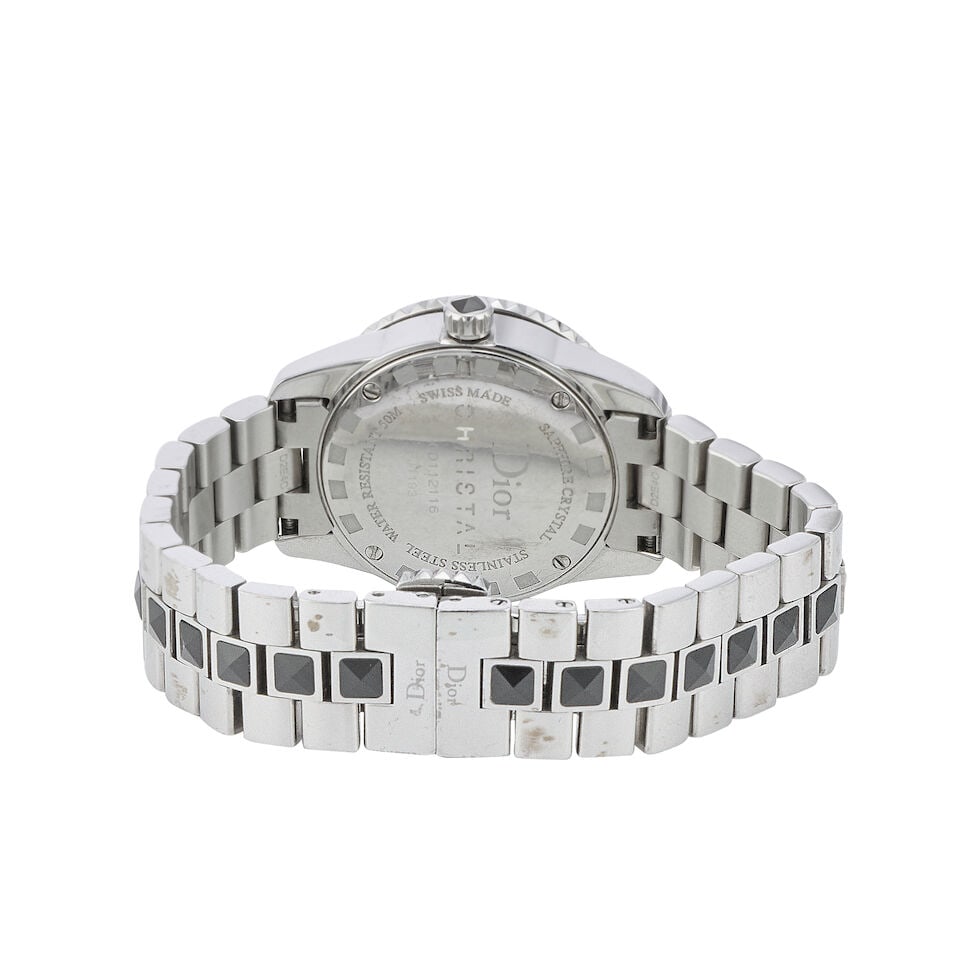 Dior. A lady's stainless steel, diamond set and black crystal bracelet watch Christal, Ref: CD1... - 2