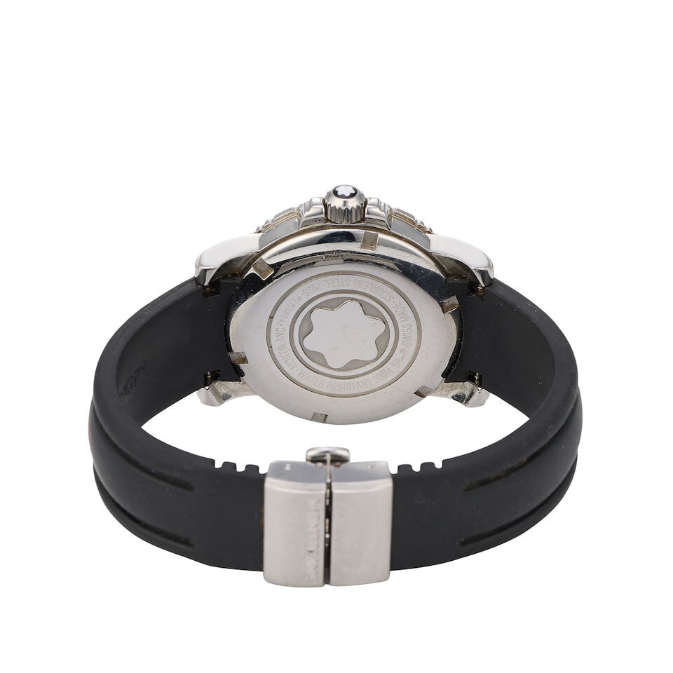 Montblanc. A stainless steel automatic calendar wristwatch and a stainless steel travel alarm cl... - 3