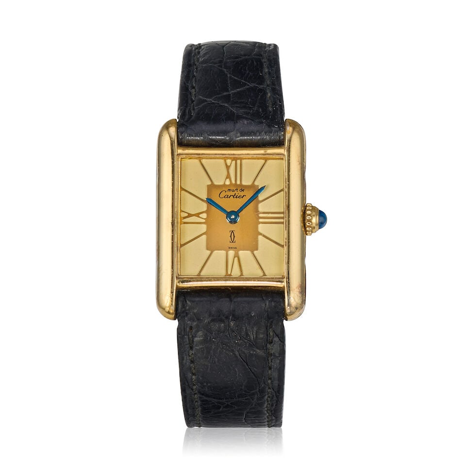 Cartier. A lady's gold plated silver quartz wristwatch Must de Cartier Tank, Ref: 366001, Purch... (1 of 3)