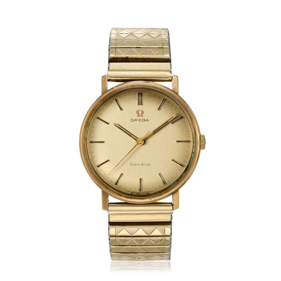 Omega. A 9K gold manual wind bracelet watch Ref: 131/25016, London Hallmark for 1970: Omega. A 9K gold manual wind bracelet watch Reference: 131/25016 Date: London Hallmark for 1970 Movement: 17-jewel Cal.601 manual wind, No.3095769 Dial: Champagne Case: Polished round, personal