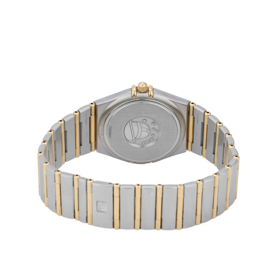 Omega. A stainless steel and gold quartz calendar bracelet watch Ref: 396.1201, Purchased 2nd Ap... - 3