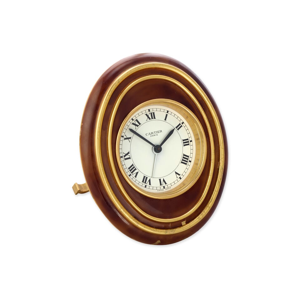 Cartier. A gilt brass desk clock with alarm Ref: 7511, Circa 1990 (1 of 2)