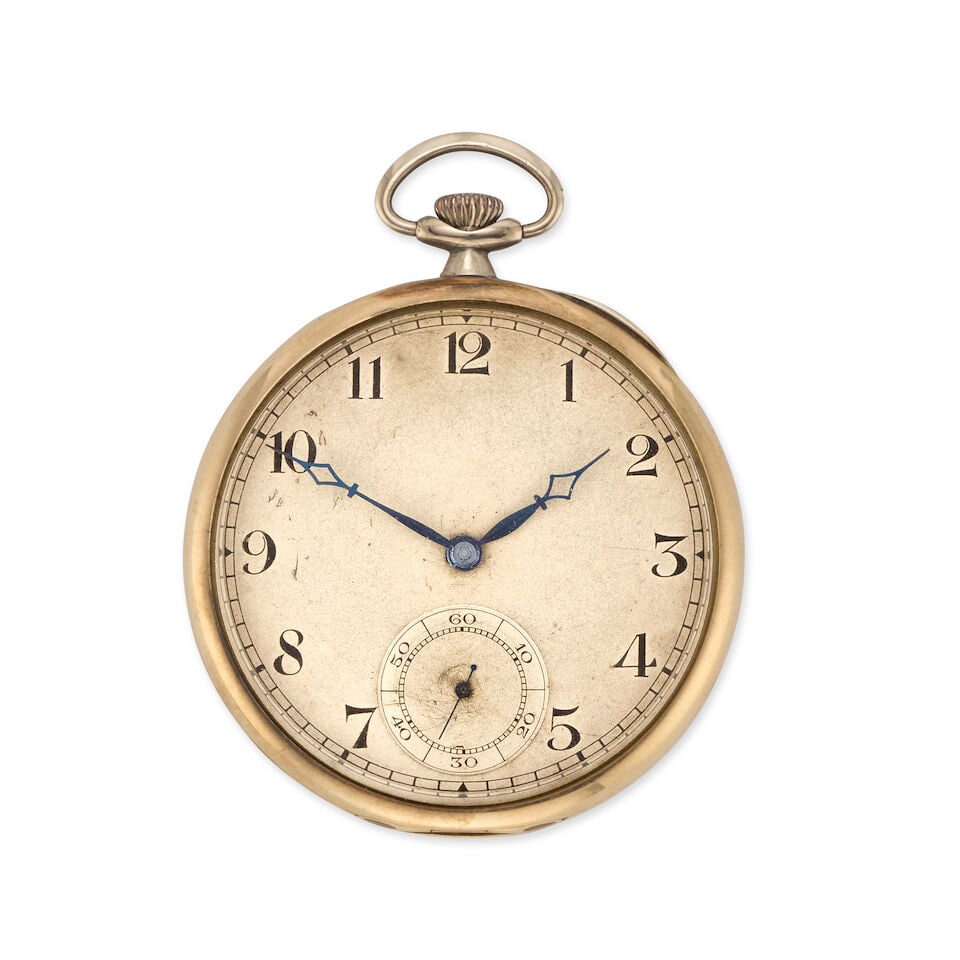 A 9K gold keyless wind open face pocket watch Glasgow Import mark for 1929 (1 of 2)