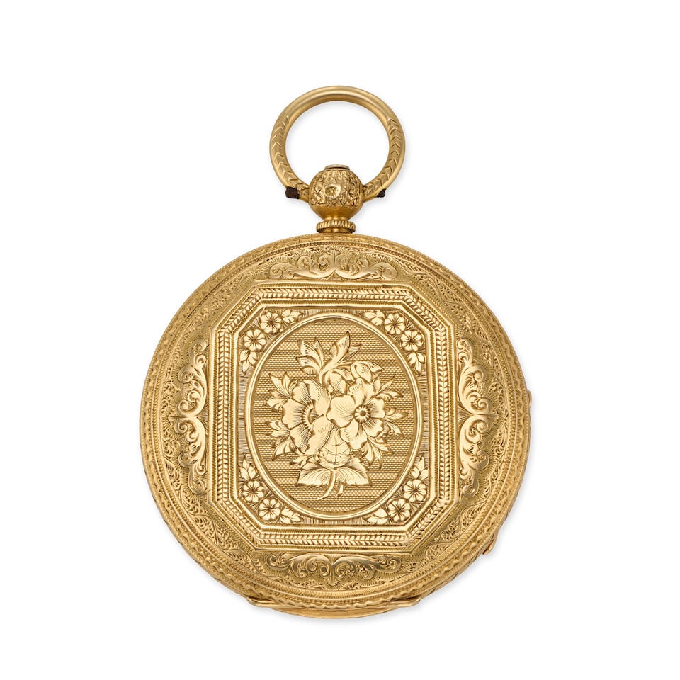 An 18K gold key wind open face pocket watch London Hallmark for 1873 - 2