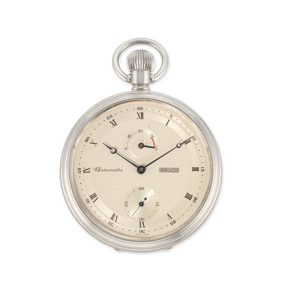 Zenith. A silver keyless wind open face chronometer deck watch Circa 1990 (1 of 2)