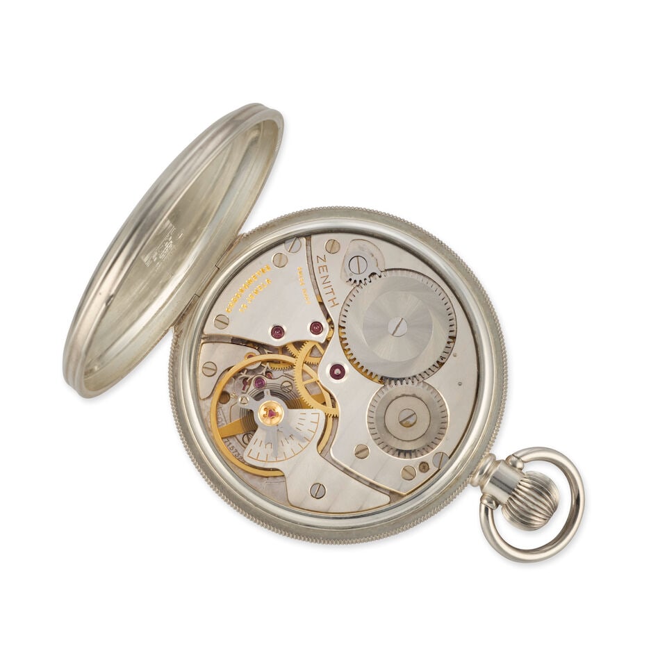 Zenith. A silver keyless wind open face chronometer deck watch Circa 1990 - 2