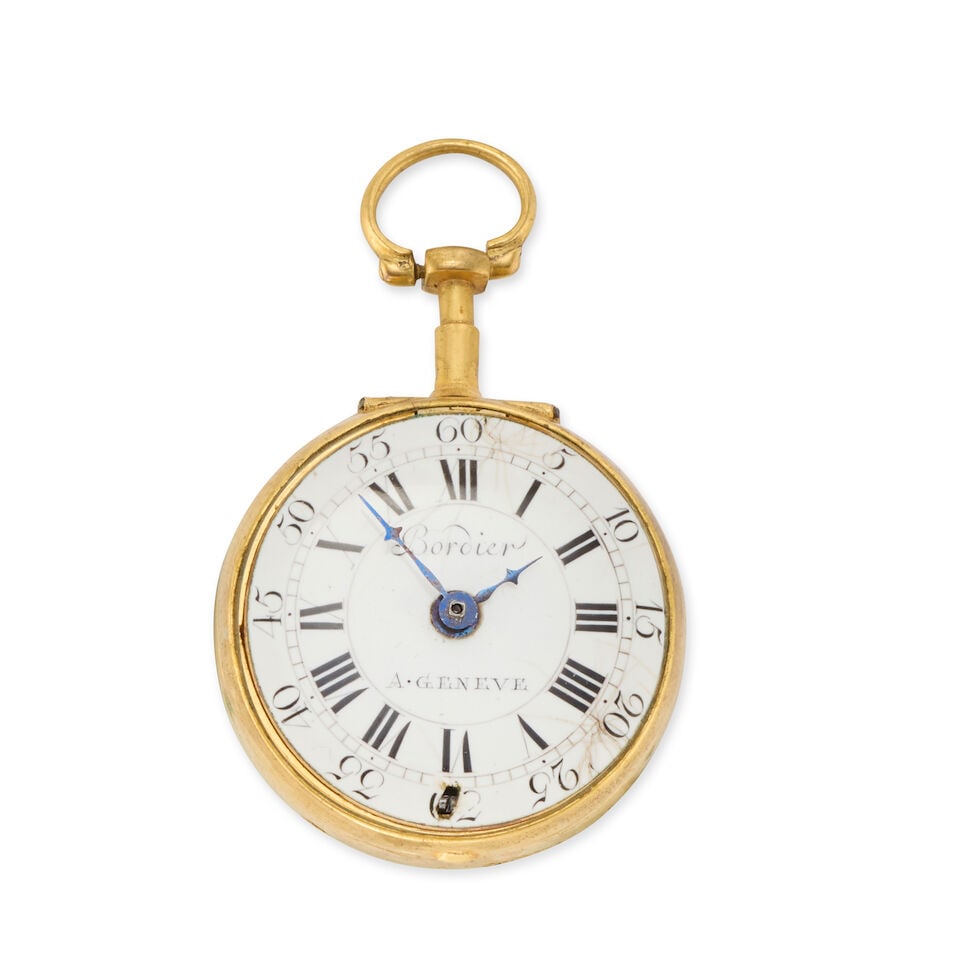 Jaq Coulin & Amy Bry. A continental gold key wind pair case pocket watch Circa 1790 - 3