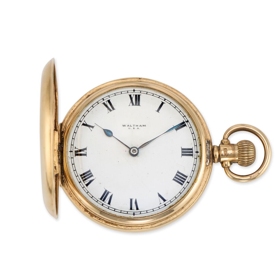 Waltham. A 9K gold keyless wind full hunter pocket watch Birmingham Hallmark for 1913 (1 of 3)