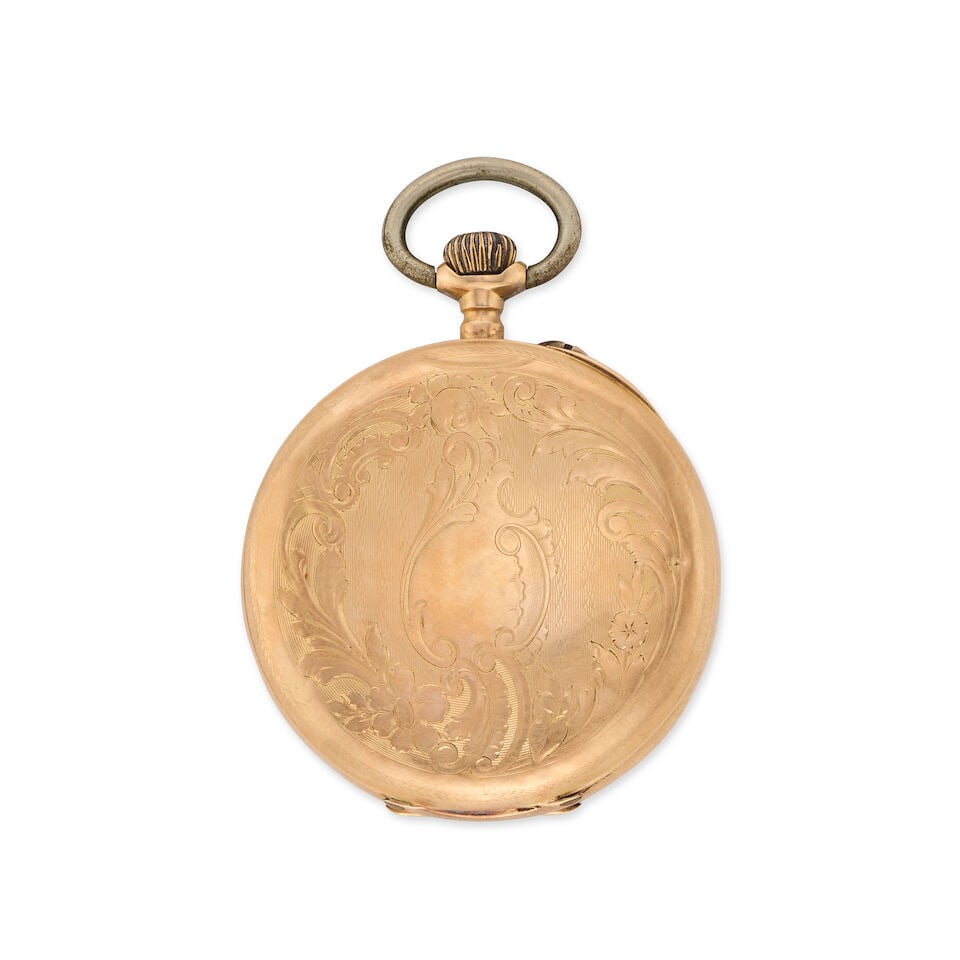 G. Crettiez. A continental gold keyless wind open face pocket watch Circa 1900 - 4