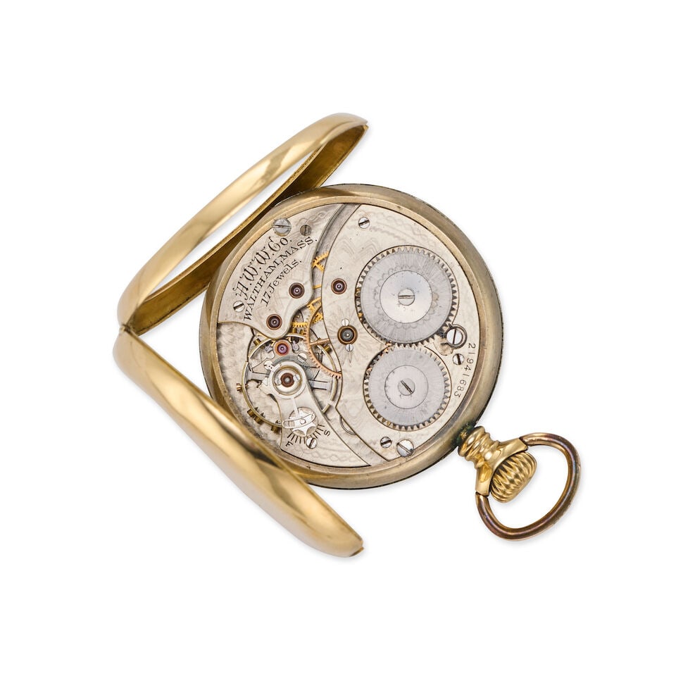 Waltham. An 18K gold keyless wind open face pocket watch Circa 1900 - 2