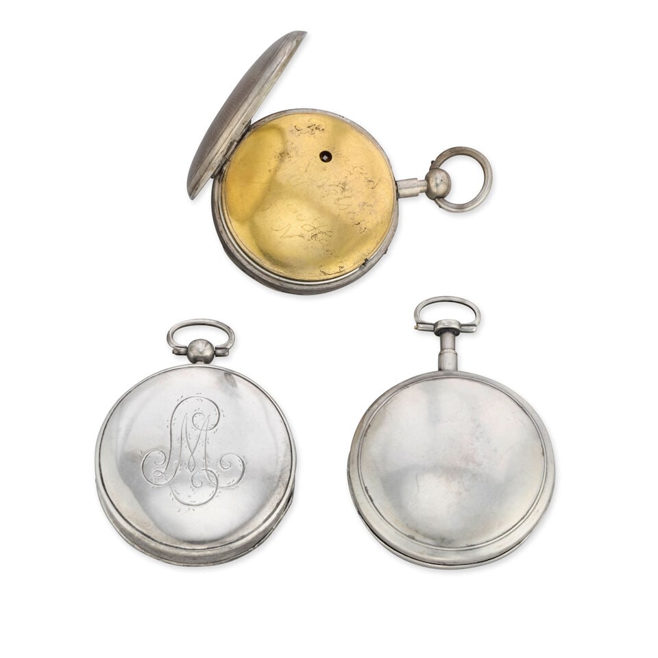 A lot of four silver pocket watches including a quarter repeater (4) Various dates - 7