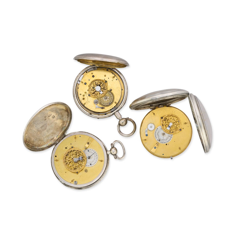 A lot of four silver pocket watches including a quarter repeater (4) Various dates - 8