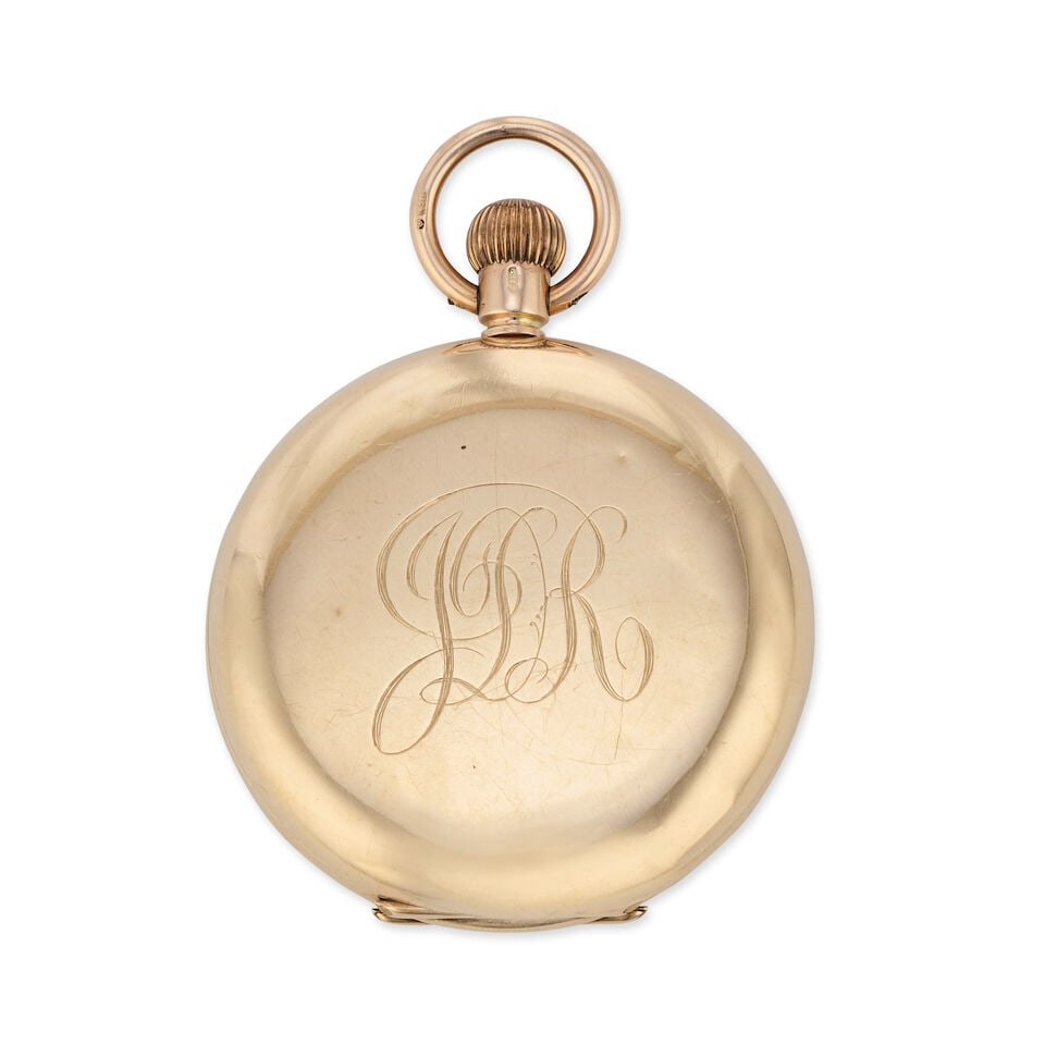 Tavannes Watch Co. A 9K gold keyless wind full hunter pocket watch London Import mark for 1919 - 3