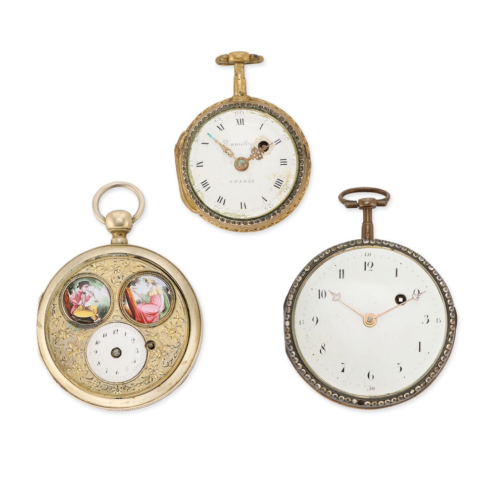 A lot of three gilt pocket watches with enamel portraits (3) Various dates (1 of 3)