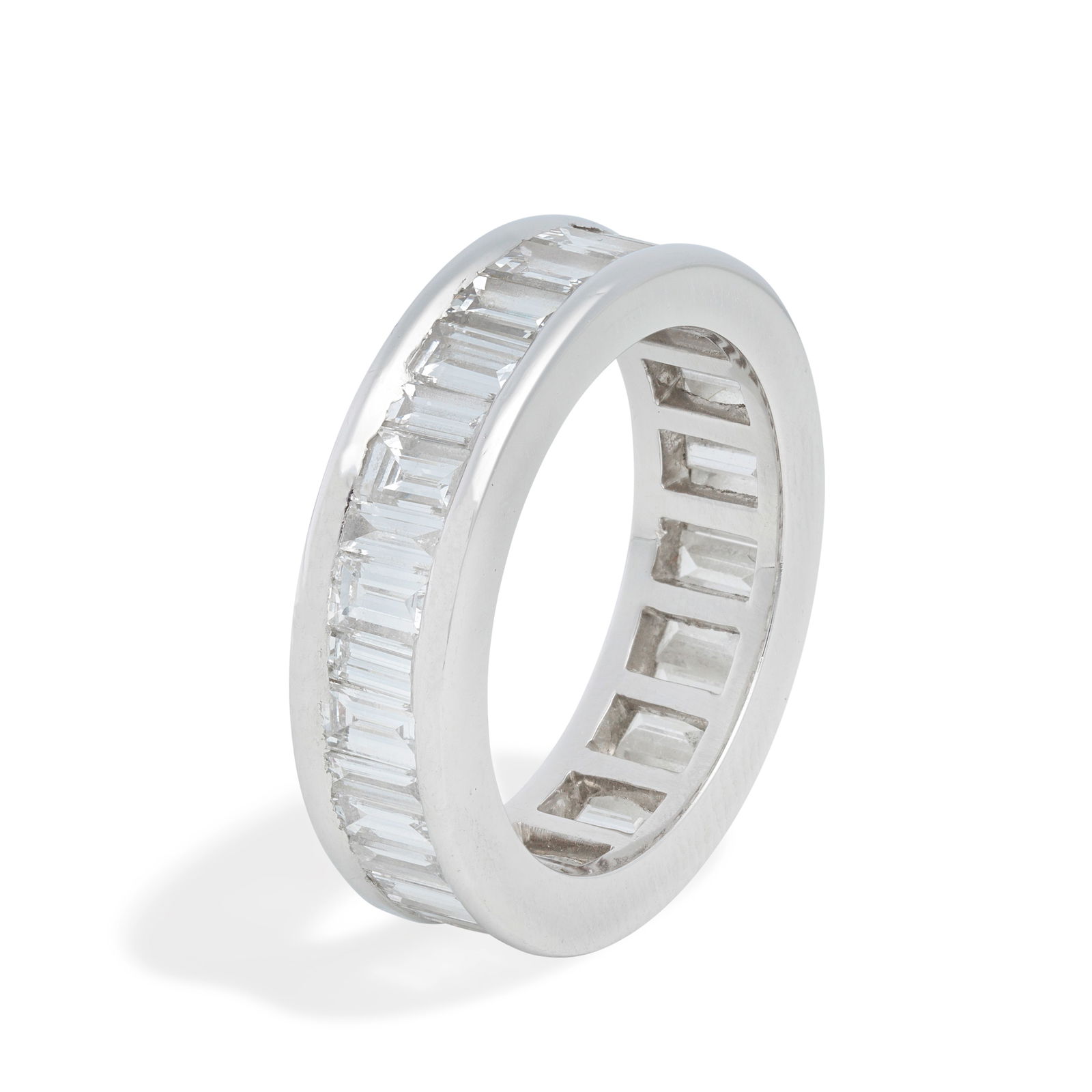 DIAMOND ETERNITY RING, 2016: DIAMOND ETERNITY RING, 2016Baguette-cut diamonds mounted in platinum, London hallmark, diamonds approx. 2.90cts total, ring size approx. J