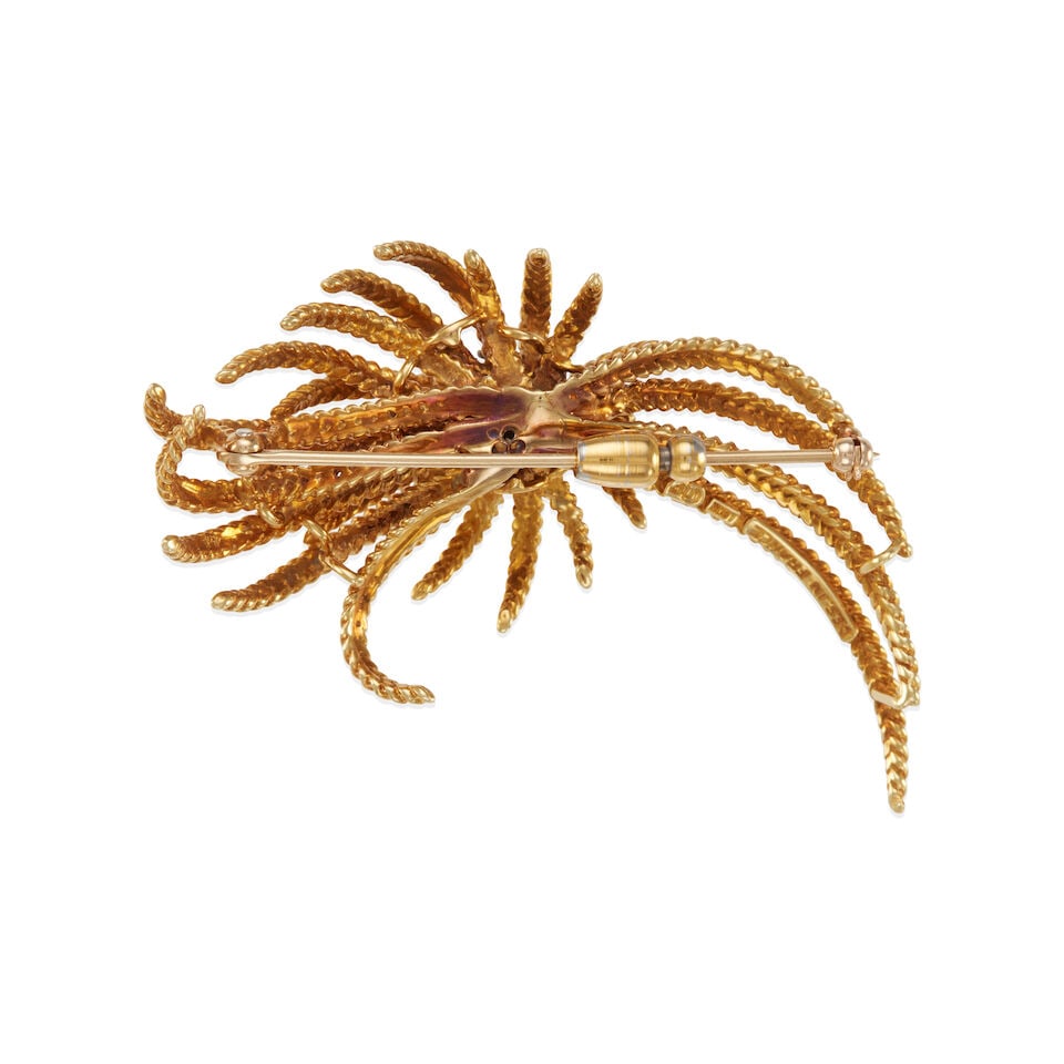 18K BICOLOR GOLD AND DIAMOND 'EN TREMBLANT' BROOCH - 2