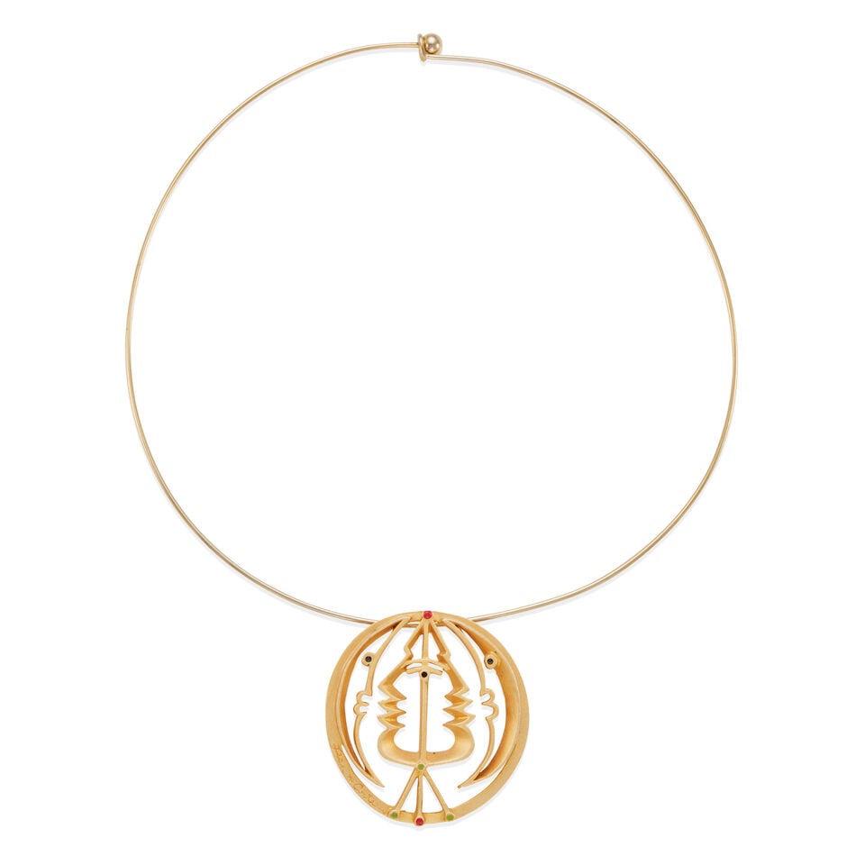 JEAN COCTEAU: 'MOON AND PROFILE' PENDANT NECKLACE (1 of 2)