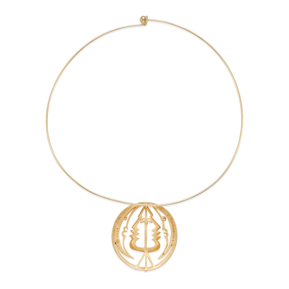 JEAN COCTEAU: 'MOON AND PROFILE' PENDANT NECKLACE - 2