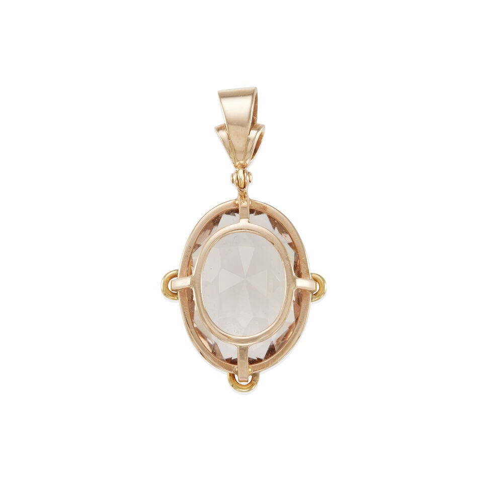 14K GOLD AND SMOKY QUARTZ PENDANT - 2