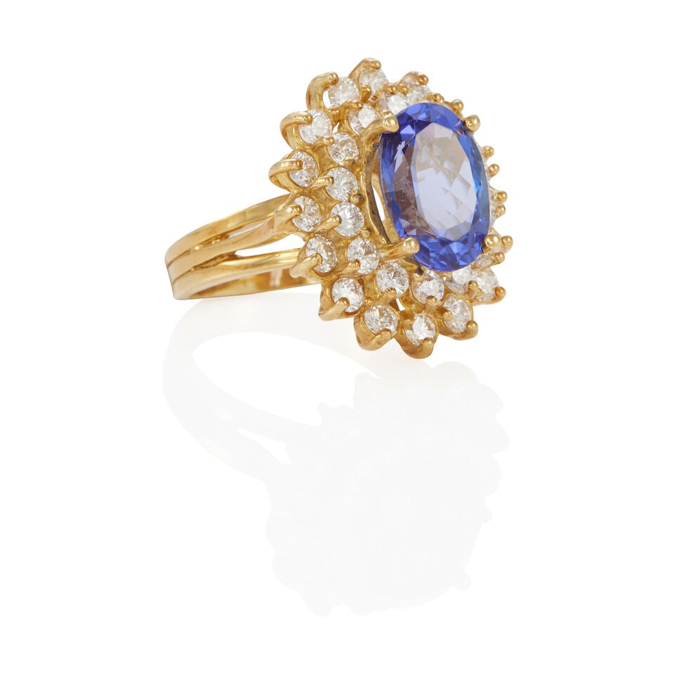 18K GOLD, DIAMOND AND TANZANITE RING - 2