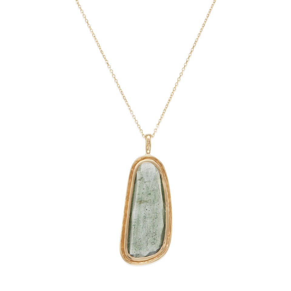 GOLD, AQUAMARINE, AND DIAMOND PENDANT NECKLACE - 2