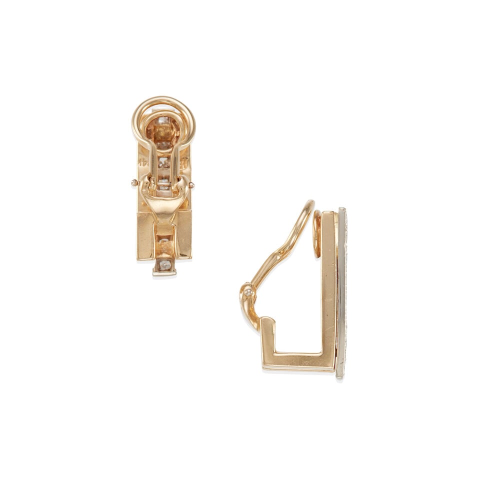 PAIR OF 14K GOLD AND DIAMOND EARCLIPS - 2