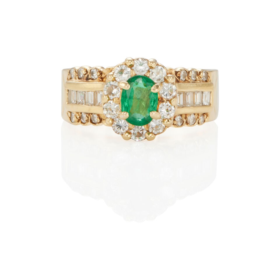 14K GOLD, DIAMOND AND EMERALD RING (1 of 2)