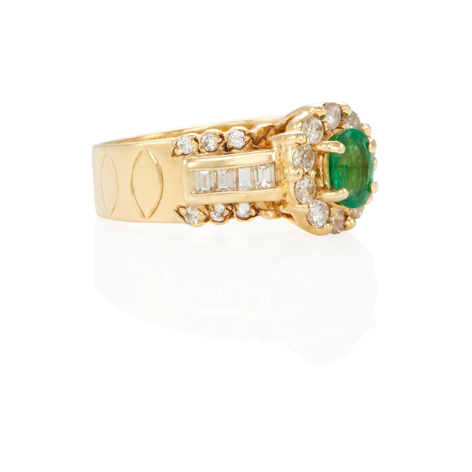 14K GOLD, DIAMOND AND EMERALD RING - 2