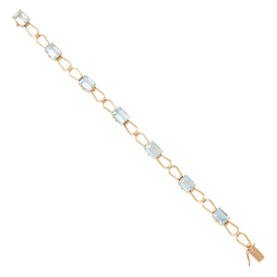14K GOLD AND AQUAMARINE BRACELET (1 of 2)