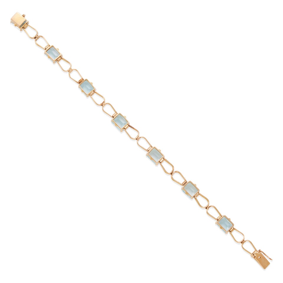 14K GOLD AND AQUAMARINE BRACELET - 2