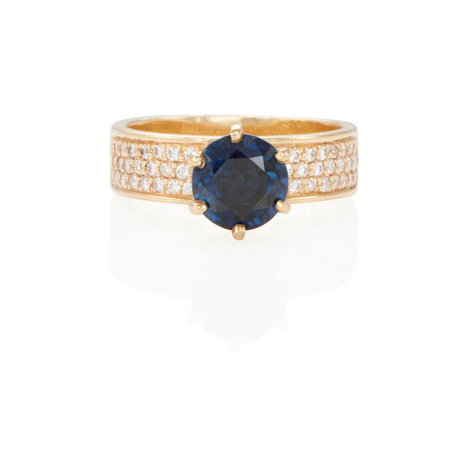 14K GOLD, SAPPHIRE AND DIAMOND RING (1 of 2)