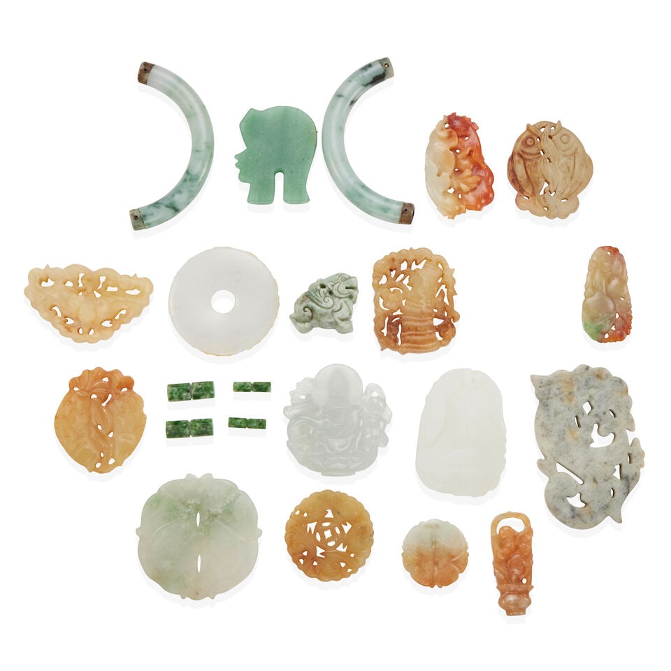 GROUP OF ASSORTED CARVED AND PIERCED STONES - 2
