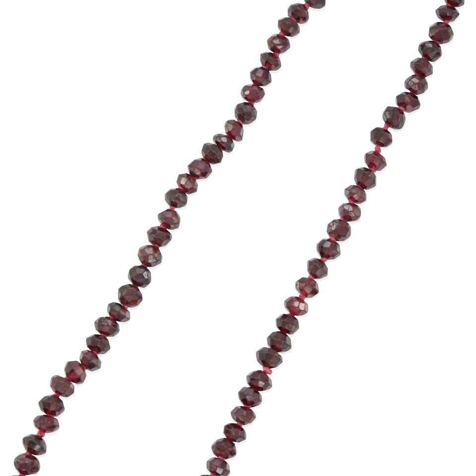 14K GOLD AND GARNET BEAD NECKLACE - 2