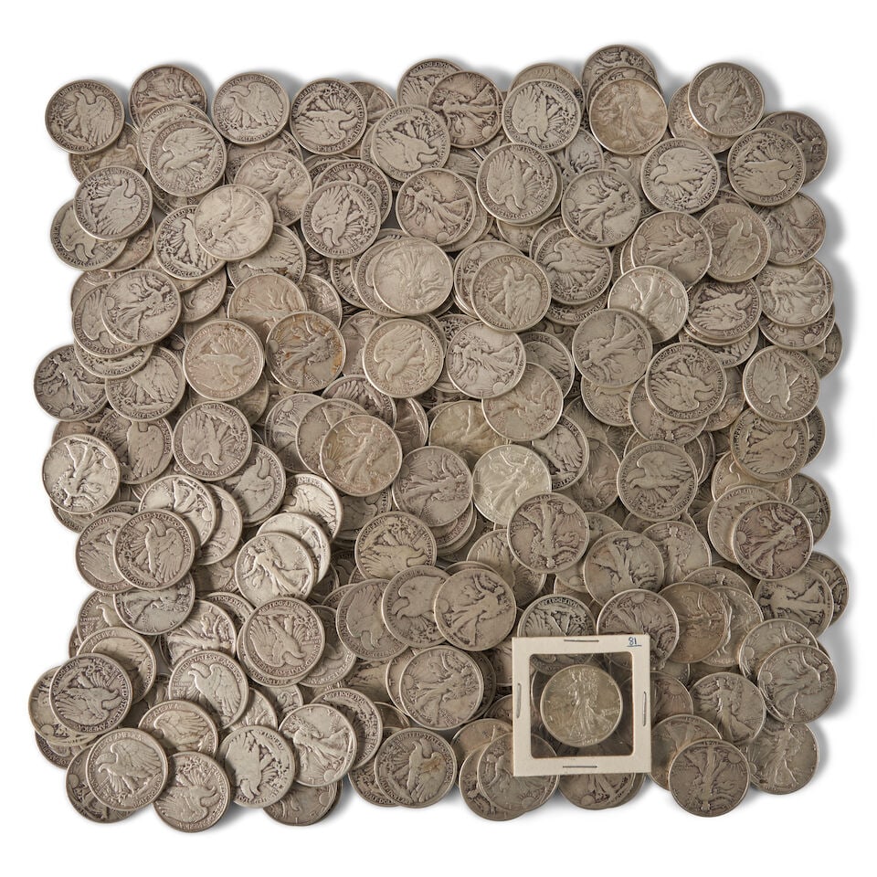 APPROX. 277 CIRCULATED UNITED STATES WALKING LIBERTY HALF DOLLARS.: APPROX. 277 CIRCULATED UNITED STATES WALKING LIBERTY HALF DOLLARS. Including: 1917, 1917-S rev., 1918, 1918-S (2), 1919-S, 1920 (6), 1920-S (2), 1923-S, 1927-S, 1929-S (2), 1934 (9), 1934-D (4), 1934-