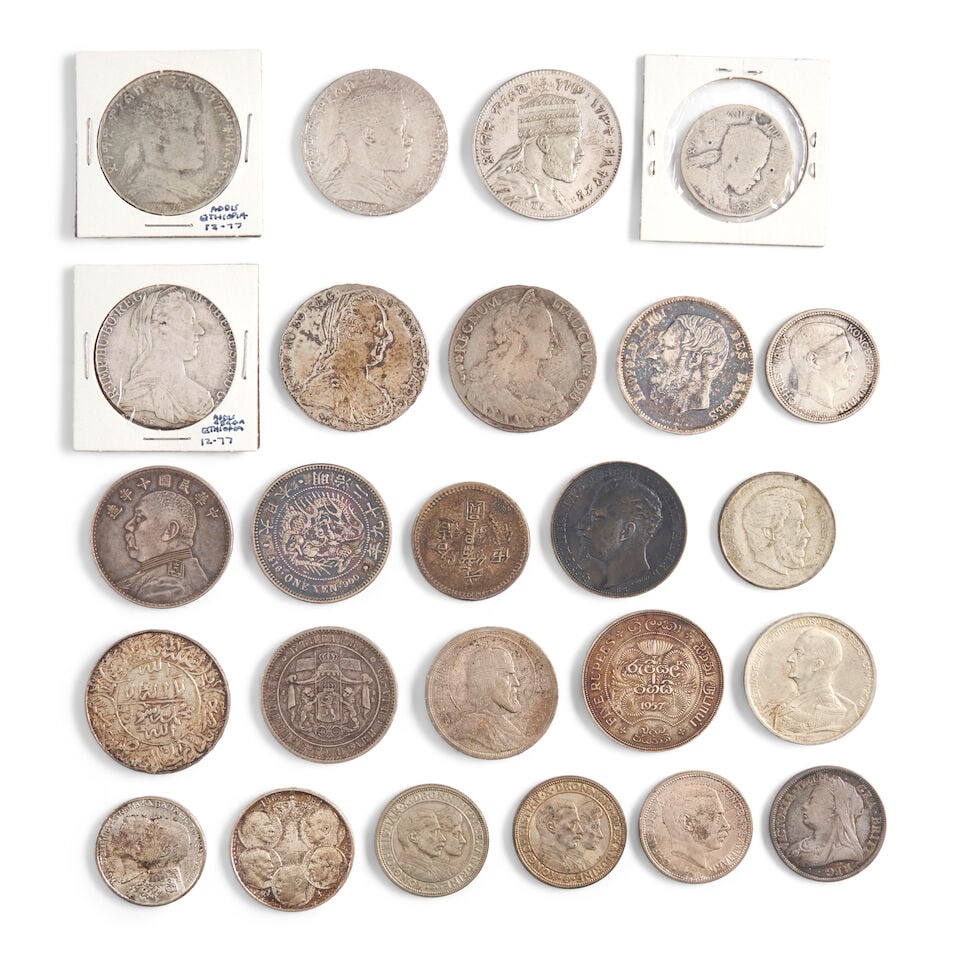 TWENTY-FIVE EUROPEAN AND WORLD SILVER COINS. (1 of 2)