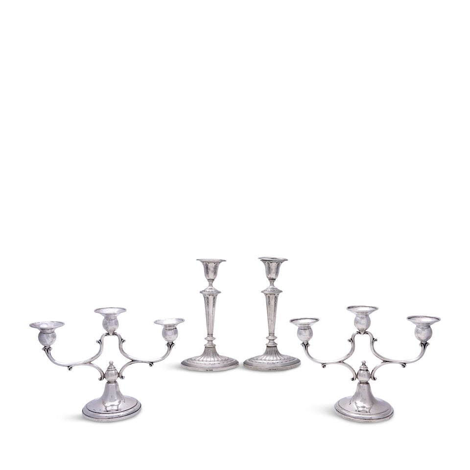 Two Pairs of Sterling Silver Candlesticks, (1 of 1)