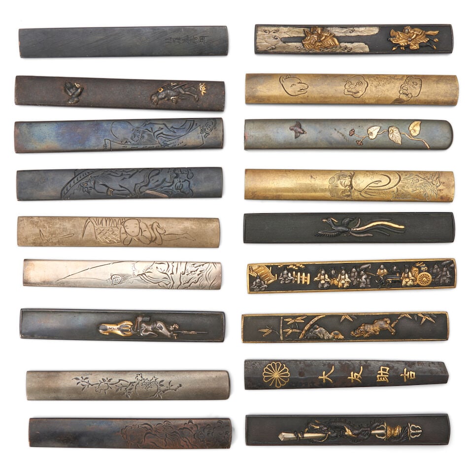 Eighteen Mixed-Metal Kozuka (Knife Handles), Japan, late Edo period (1615-1868) or Meiji era (18... (1 of 2)