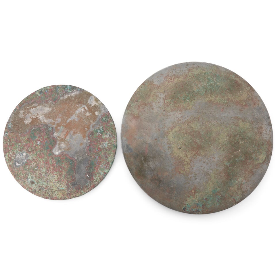 Two Silvered Bronze 'Lion and Grapevine' Mirrors China, Tang style, (2) - 2