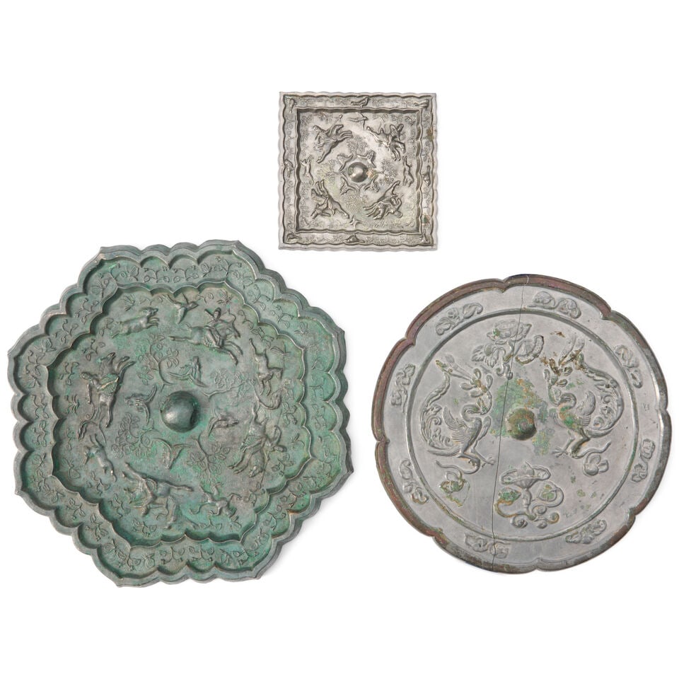 Three Bronze Mirrors China, Tang style, (3) (1 of 1)