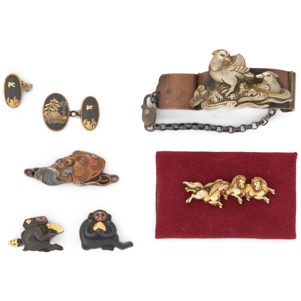 Seven Mixed-metal Accessories and Sword Fittings Japan, (7) (1 of 1)