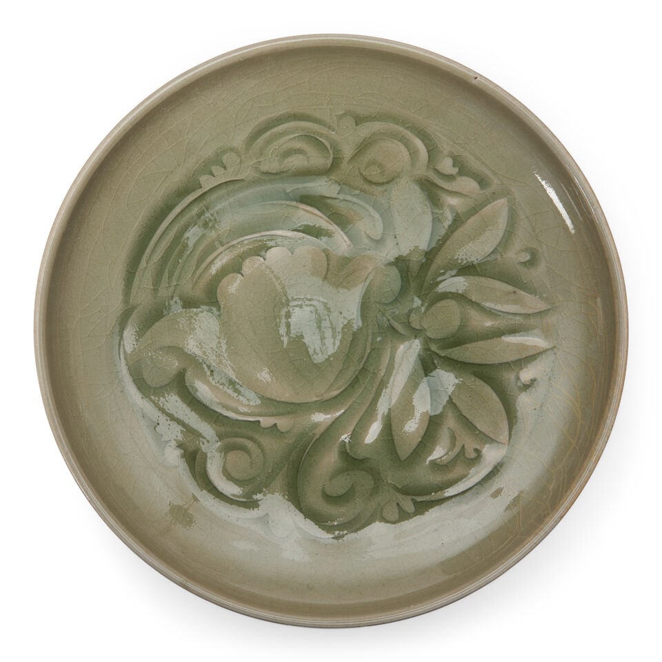 A Carved Yaozhou-style Dish China, 20th century, (1 of 2)